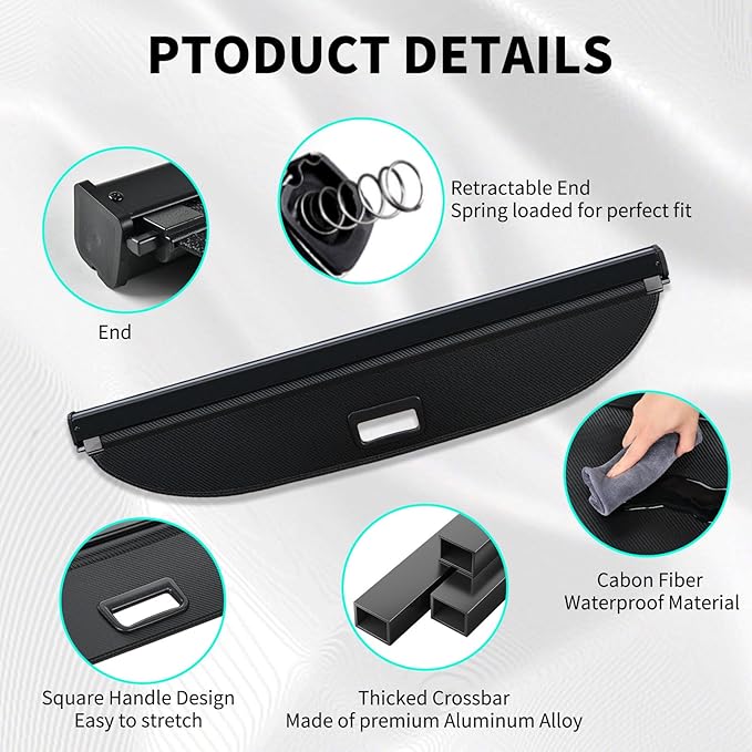 Tecoom Retractable Trunk Cargo Cover fit for Chevrolet Chevy Trax 2024, Rear Car Trunk Cover Accessories, Carbon Fiber Anti-Peeping Security Shade Luggage Privacy Screen
