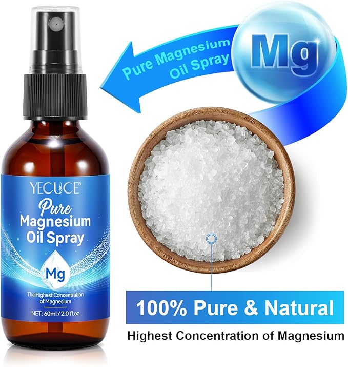 Magnesium Oil Spray - Pure Magnesium - Spray Magnesium for Feet & Sleep (2.02 Fl Oz), Blue