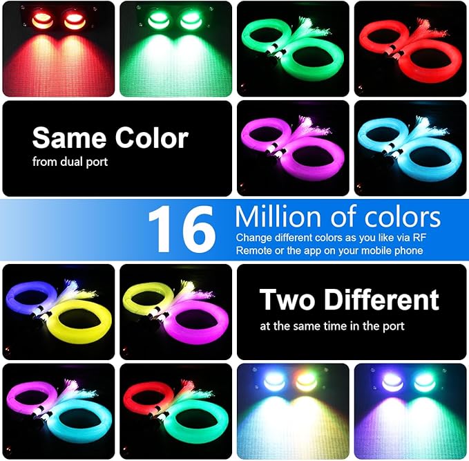 AZIMOM Dual Color 32W Fiber Optic Starlight Headliner Kits1300pcs 0.03in 13.1ft, RGB Meteor Shooting Star, Sound Activated Remote APP Control Home Car Ceiling Décor