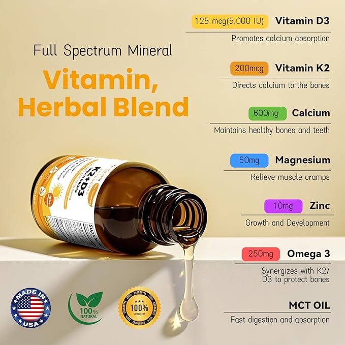 Liposomal Liquid Vitamin D3 K2 + Bovine Colostrum Supplement Capsules