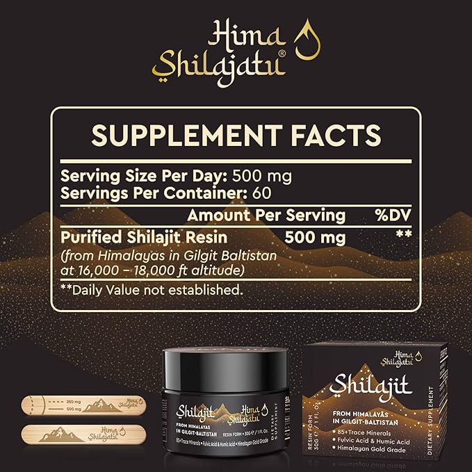 Shilajit Purest Himalayan Shilajit Resin - Gold Grade 100% Pure Shilajit with Fulvic Acid & 85+ Trace Minerals Complex for Energy & Immune Support, 30 Grams (2 Months Supply)