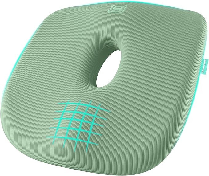 Skechers Seat Cushion Memory Foam,Donut Pillow Office Chair Cushion for Tailbone Pain Relief,Butt Pillow for Office Chair,Car seat Cushion,Long Sitting Office Workers,and Car Drivers,Green
