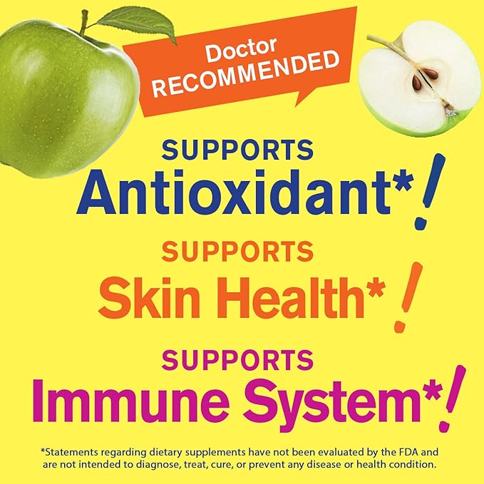 Vitamin C 1050 mg Gummies - Natural Sourced Flavors - Immune Support Dietary Supplement, Antioxidant Support - Extra Strength Vegetarian Gummy, Non-GMO, Gluten Free - 30 Servings