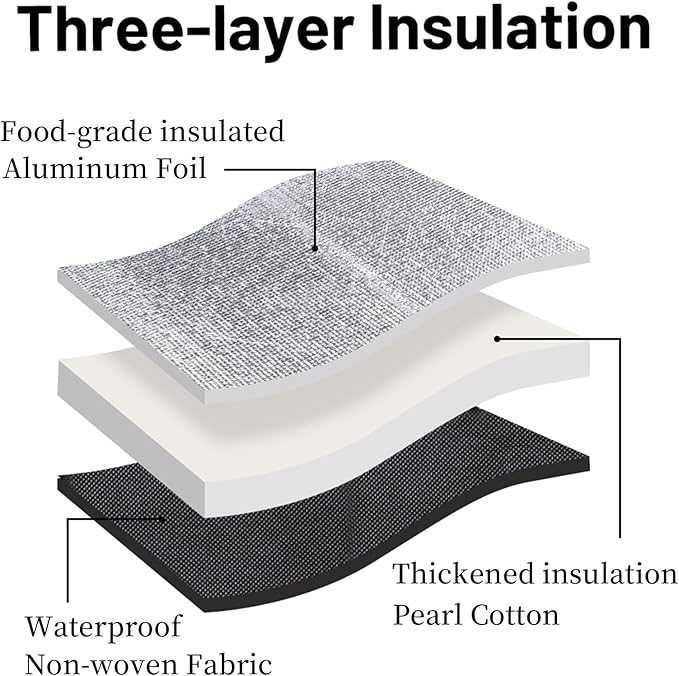 Bodaon 2-Pack Insulated Food Delivery Bag With Hard Bottom, XXXL Pizza Cooler Bags, Rideshare Delivery Bag, Catering bag Thermal Cold/Hot Styrofoam Carrier for Shopping/Travel/Car