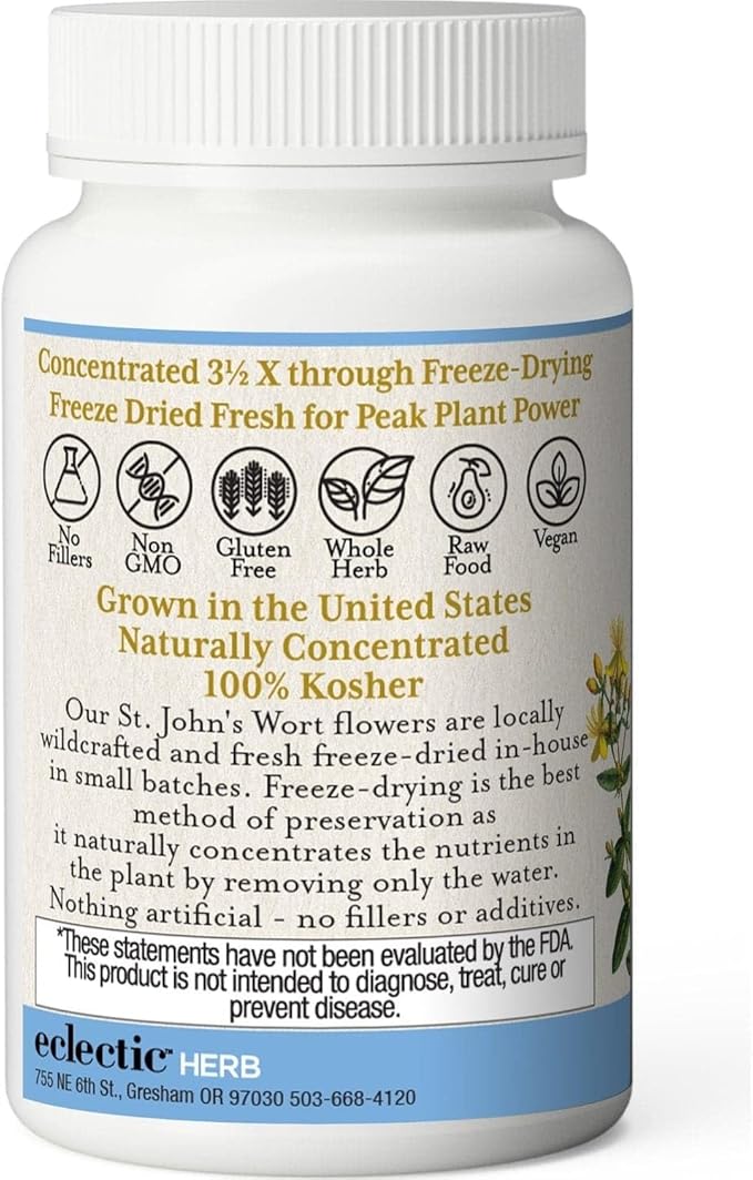ECLECTIC INSTITUTE Raw Fresh Freeze-Dried Non-GMO St. John's Wort | 120 CT (300 mg)