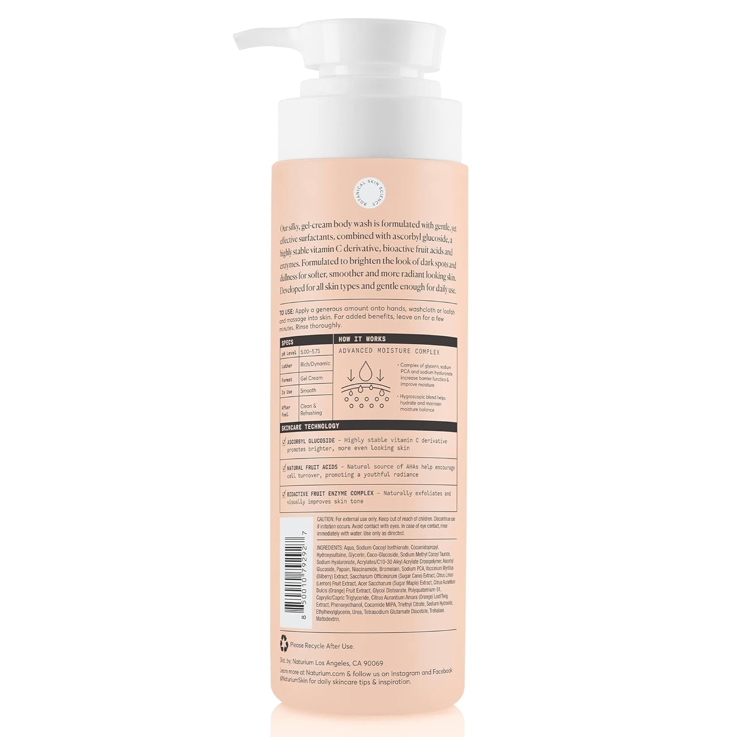 Naturium Calmer Ceramide Body Wash | Fragrance-Free & Moisturizing | 16.9 oz