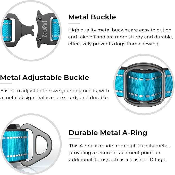 2025 Upgrade Airtag Dog Collar, Reflective Dog Collar with Airtag Holder, IP68 Waterproof| Metal Buckle| Ultra-Durable| Comfortable Padded, GPS Dog Collars for Medium Large Dogs (Blue,XL)