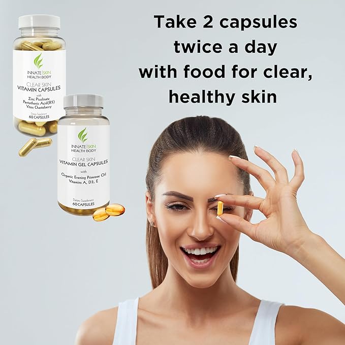 Clear Skin Acne Vitamin System | 20 Antioxidants, Botanicals & Minerals | 60 Count Pack of 2