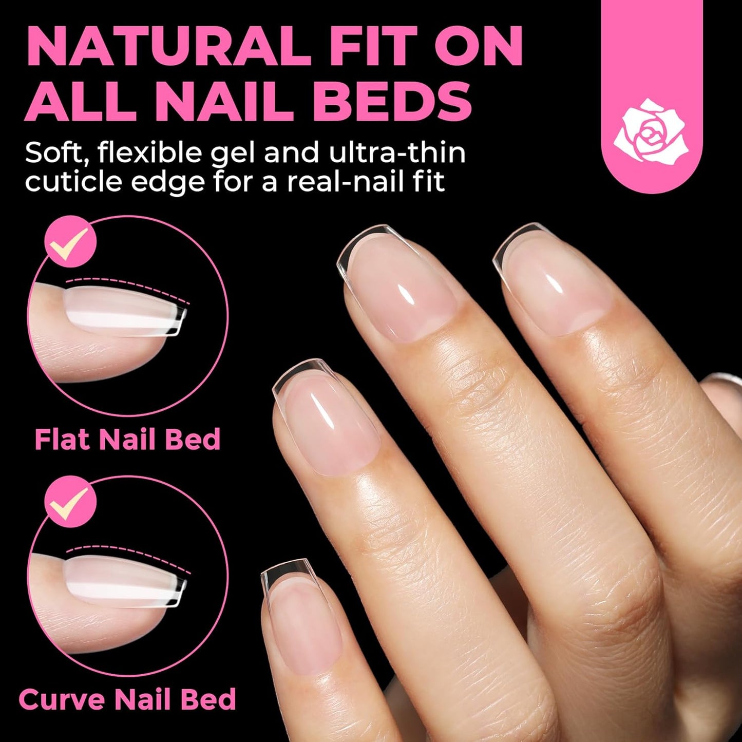 UNA GELLA Square Toe Nail Tips | 504 Pcs Soft Gel Full Cover | DIY Pedicure