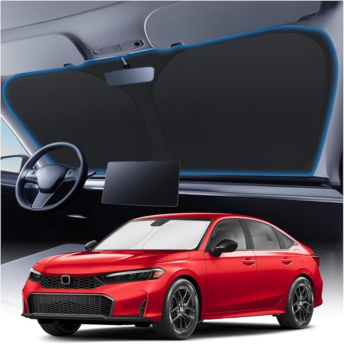 KUST Windshield Sun Shade for 2022-2024 2025 2026 Honda Civic 11th Gen Accessories, Custom Fit Car Front Sunshade Window Sun Visor Protector Foldable Blocks UV Rays Keep Car Cooler