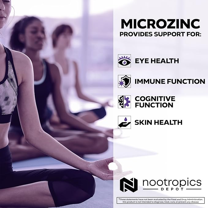 Nootropics Depot MicroZinc Capsules | 20mg | Optimized Zinc Supplement | 90 Count