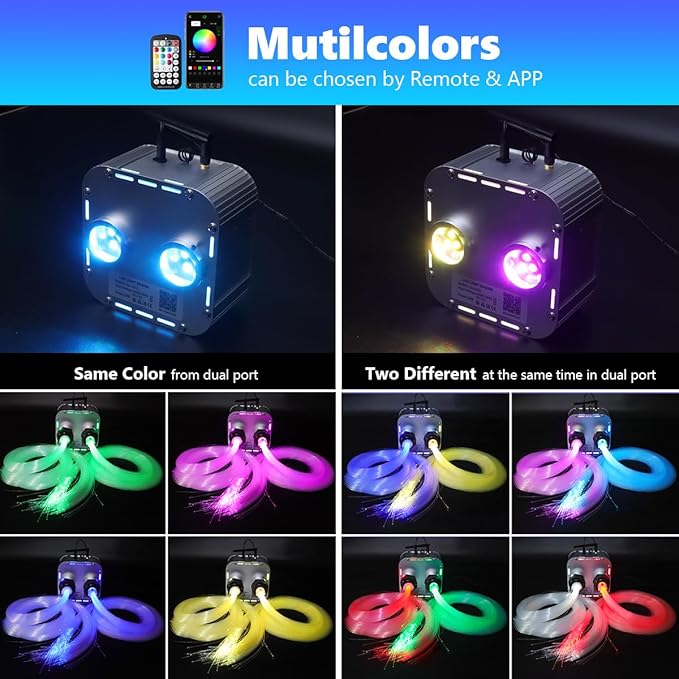 AMKI High Brightness Dual Color 32W Twinkle Mixed1330pcs16.4ft Fiber Optic Starlight Headliner Kits RGBW Sound Activated APP/Remote Control for Movie Theater Home Ceiling Decor