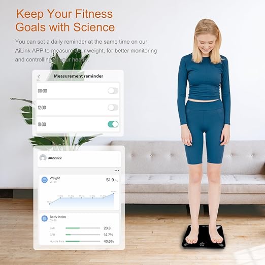 Professional Body Fat Scale, Most Accurate Digital Smart Bathroom Scale for Body Weight LED Display 18 Body Composition Metrics BMI, Free APP Weight Scale Composition Analyzer 400lb