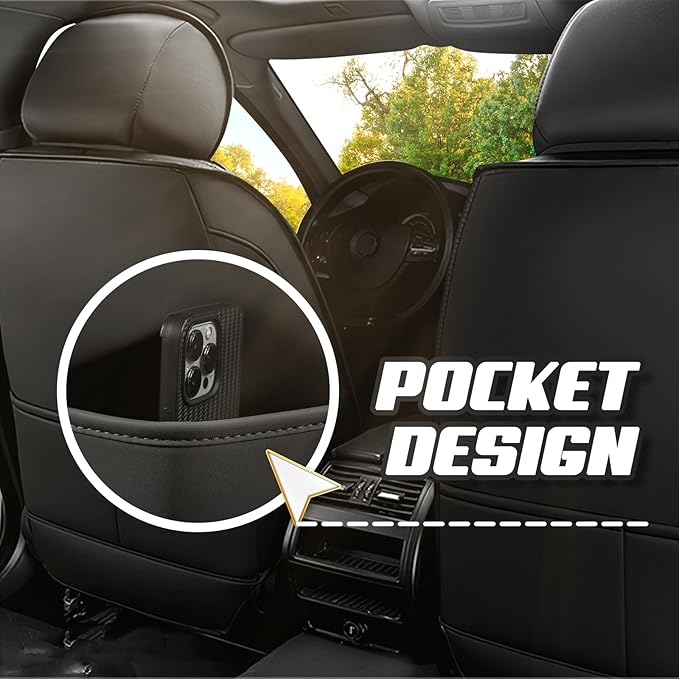 Car Seat Covers for Jeep Grand Cherokee L 2021-2026, Premium Nappa Leather Car Seat Cover, Stylish Sport Seat Covers， Automobile Seat Cover Sets.(Luxury 2 Seats/Black White)