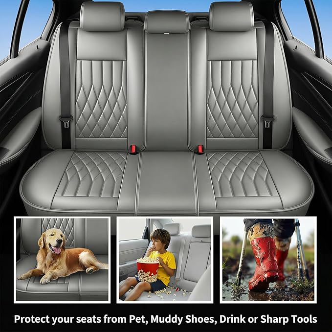 Fit Elantra Car Seat Covers for Hyundai Elantra 2017-2025 2026 - Premium Leather, Waterproof, All-Weather, Airbag Compatible, Breathable, Seat Protectors, Only 2 Front seat Covers, Gary