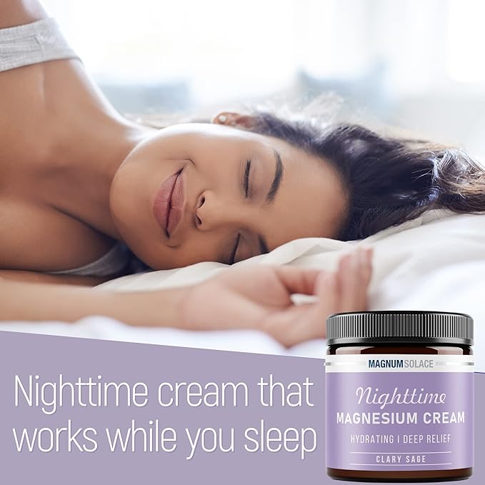 Magnesium Lotion – Nighttime Magnesium Cream – Apply to Legs, Arms or Chest - Topical Magnesium Chloride – USA Made and Safe for Kids (Clary Sage)