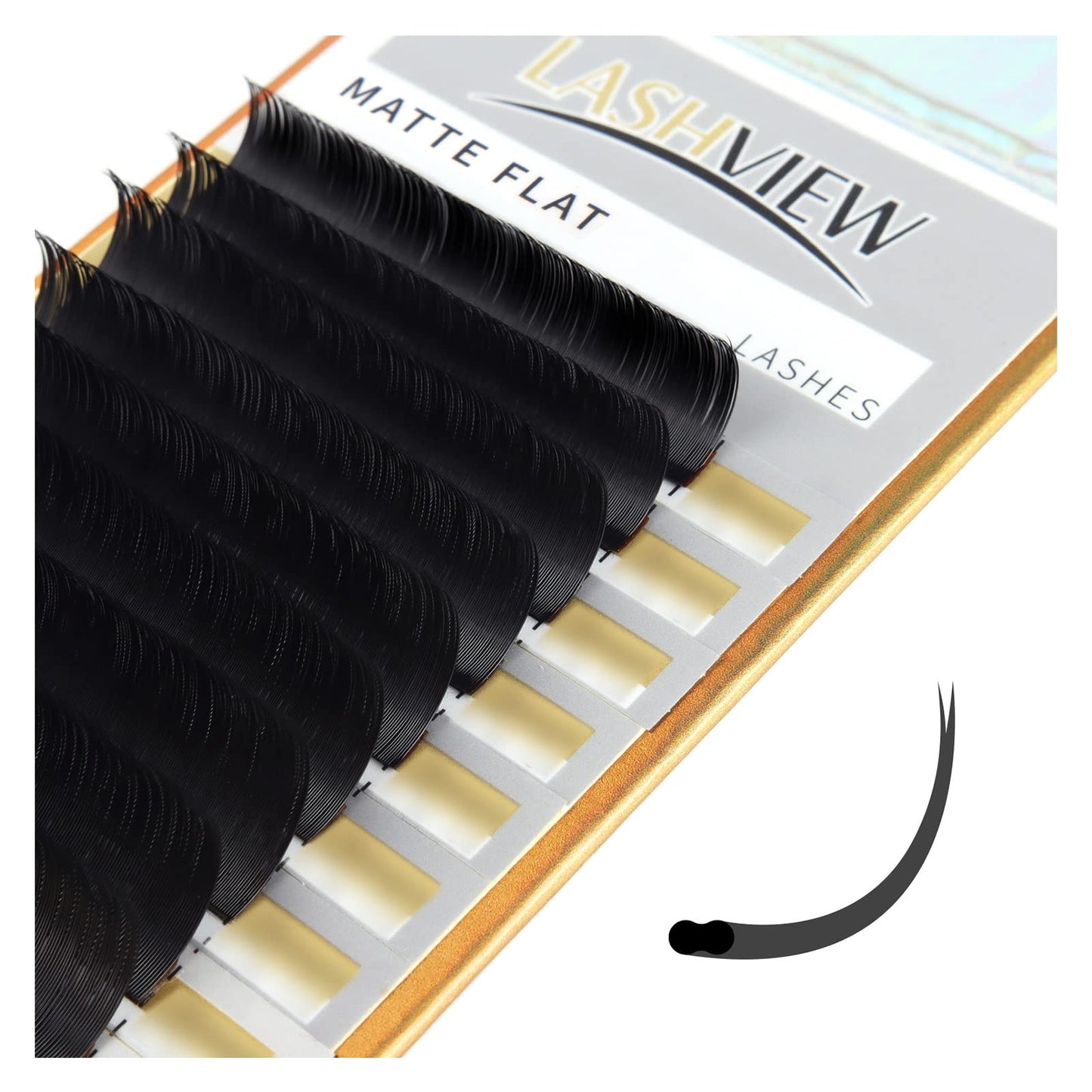 Lashview Eyelash Extensions,Ellipse Flat Eyelash Extensions 0.20Mm D Curl 8-15Mm Mixed Tray,Mink Black,Individual Lashes,Super M