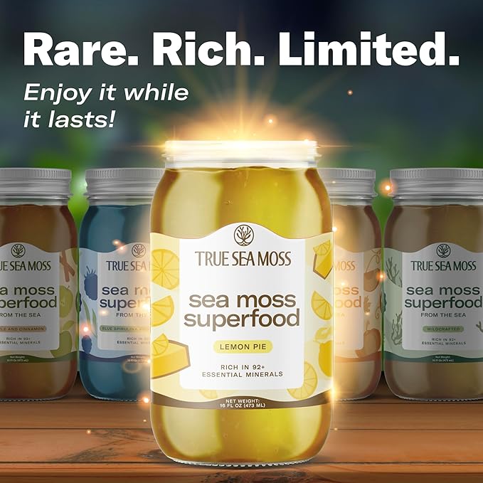 TrueSeaMoss Sea Moss Gel – Made in USA – Wildcrafted Seamoss, Fresh Fruits & Sea Vegetables – Lemon Pie, Pack of 2 (Labels may Vary)