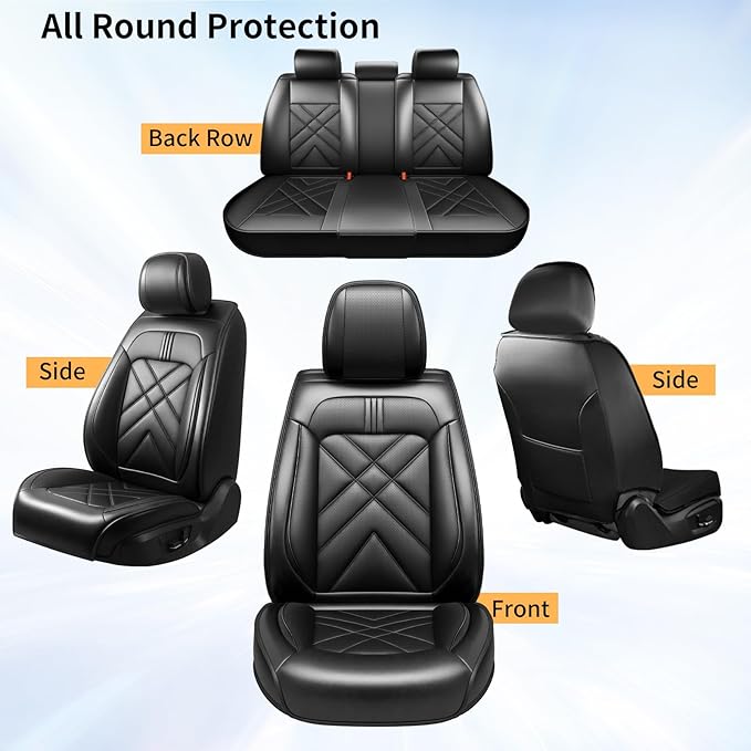 CX-3 Car Seat Covers Custom Fit for Mazda CX-3 2016-2021, Full Coverage Premium Leather Waterproof Breathable Seat Covers, Automotive Seat Protectors, Airbag Compatible(Full Set Seats, Black)