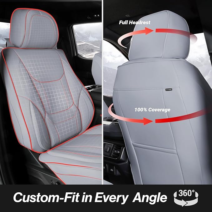 Coverland Custom Fit Car Seat Covers for SUV Compatible with [Raider, Outlander, Pathfinder, Captur, RAV4] Premium Waterproof Non-Slip Interior Seat Protector [Front Gray - Size Chart A26]