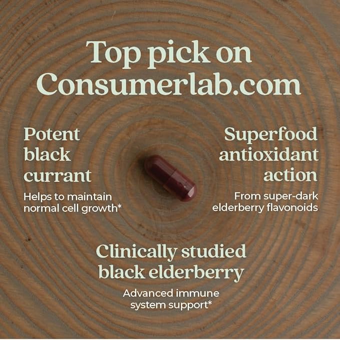 New Chapter Vegan Elderberry Capsules with 64x Concentrated Black Elderberry + Black Currant for Comprehensive Immune Support, Non-GMO Project Verified, Gluten Free, Certified Vegan, 60 Count