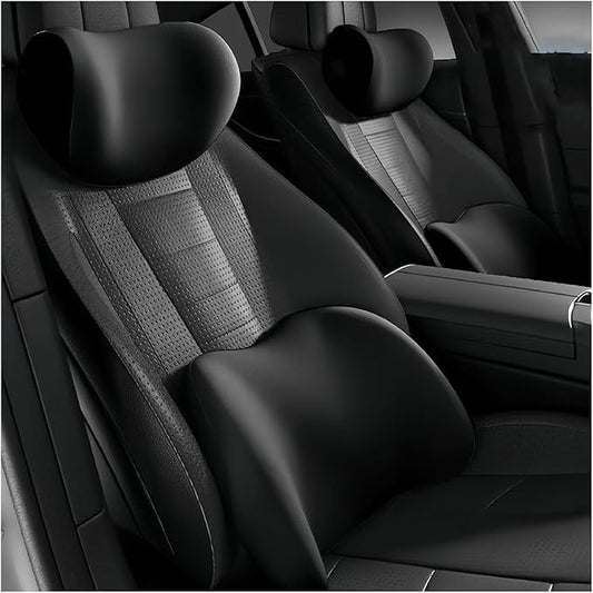 Car Lumbar Support Pillow and Car Neck Pillow Kit for Alfa Romeo 145 146 147 155 156 159 164 166 33 75 90 4C 8C, Car Seat Neck Back Rest Pillows, Ergonomic Car Seat Headrest & Lumbar Cushion