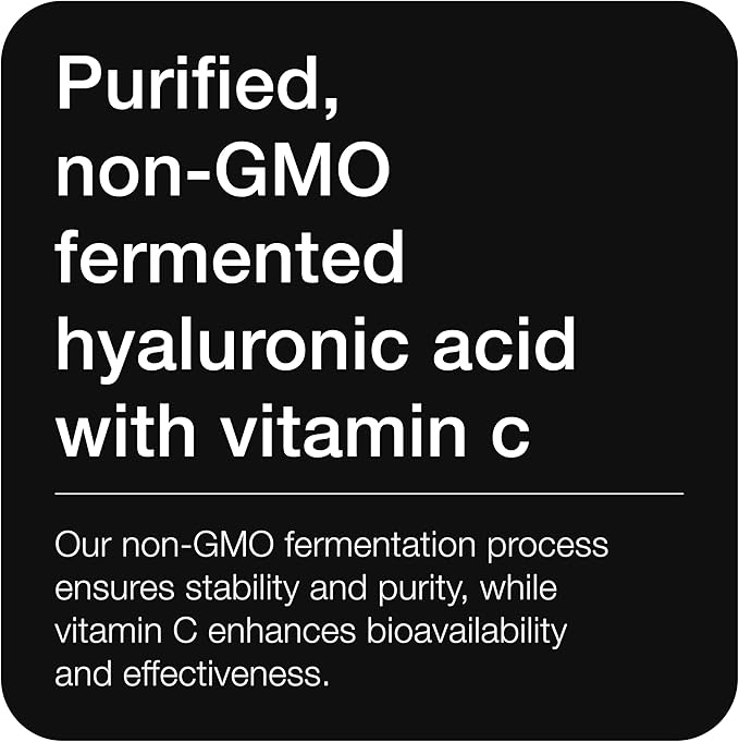 Hyaluronic Acid Supplements – Lab Tested 95% Ultra High Purity – Fermented and Bioavailable with Vitamin C – Third Party Lab Tested – 360 Capsules