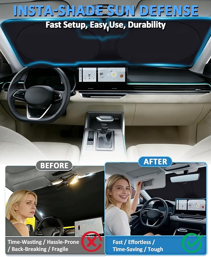 for Model X Windshield Sun Shade Sunshade for Tesla Model X 2016-2024 2025 2026 Windshield Cover Window Shield Protector Sun Visor Tesla Car Accessories Keeps Car Interior Cool