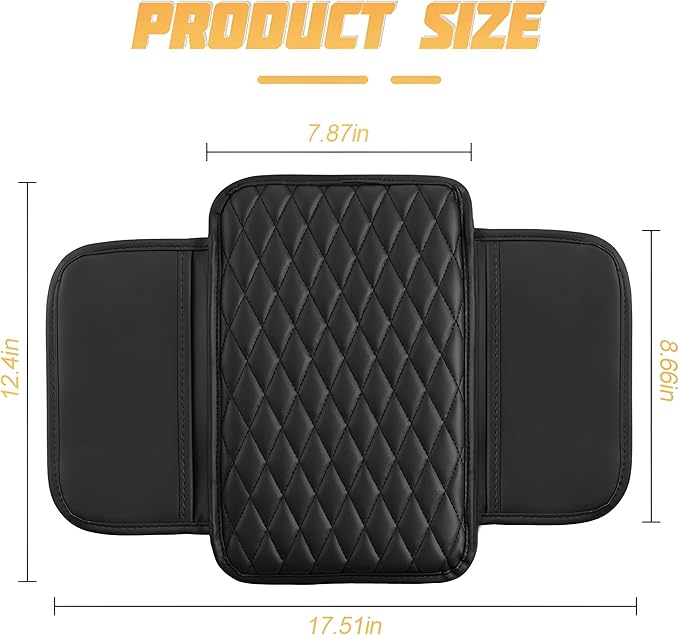 Car Center Console Cover, Leather Vehicle Armrest Seat Box Cushion Pad with Storage Bags, Waterproof Automotive Middle Console Protector, Universal for SUV RV Truck (Gray)
