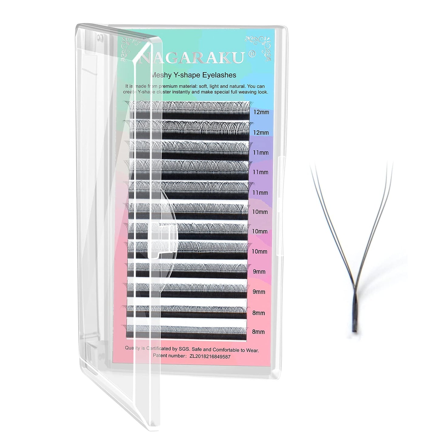 Nagaraku 5 Trays Yy Eyelash Extensions Y Lash 0.07Mm C 8-12Mm Mix Tray In 1 Pack Premade 4D Easy Fan Russian Volume Cluster Faux