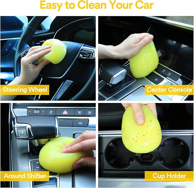 PULIDIKI Car Cleaning Gel Orange 2Pack and Car Cleaning Putty Yellow 2Pack Bundle