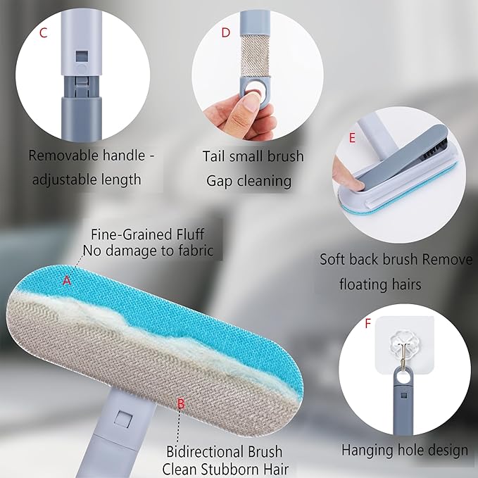 Pet Hair Remover, 4-in-1 Reusable Dog & Cat Hair Removal Tool – Extra Long Handle (23.4"), 2-Pack (Value Pack), Effective Lint Brush for Furniture, Couch, Carpet, Car Seats & Window Screens