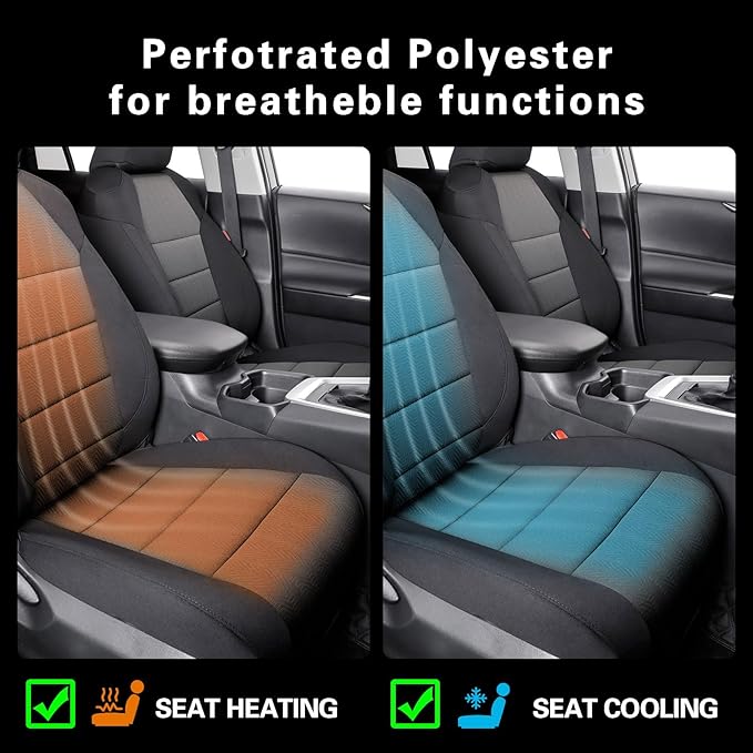 coverdream 2026 Rav4 Seat Covers Custom Fit for 2026 Toyota Rav4 Hybrid (LE,XLE Premium) SUV,Full Set Polyester Car Seat Protector Black & Grey