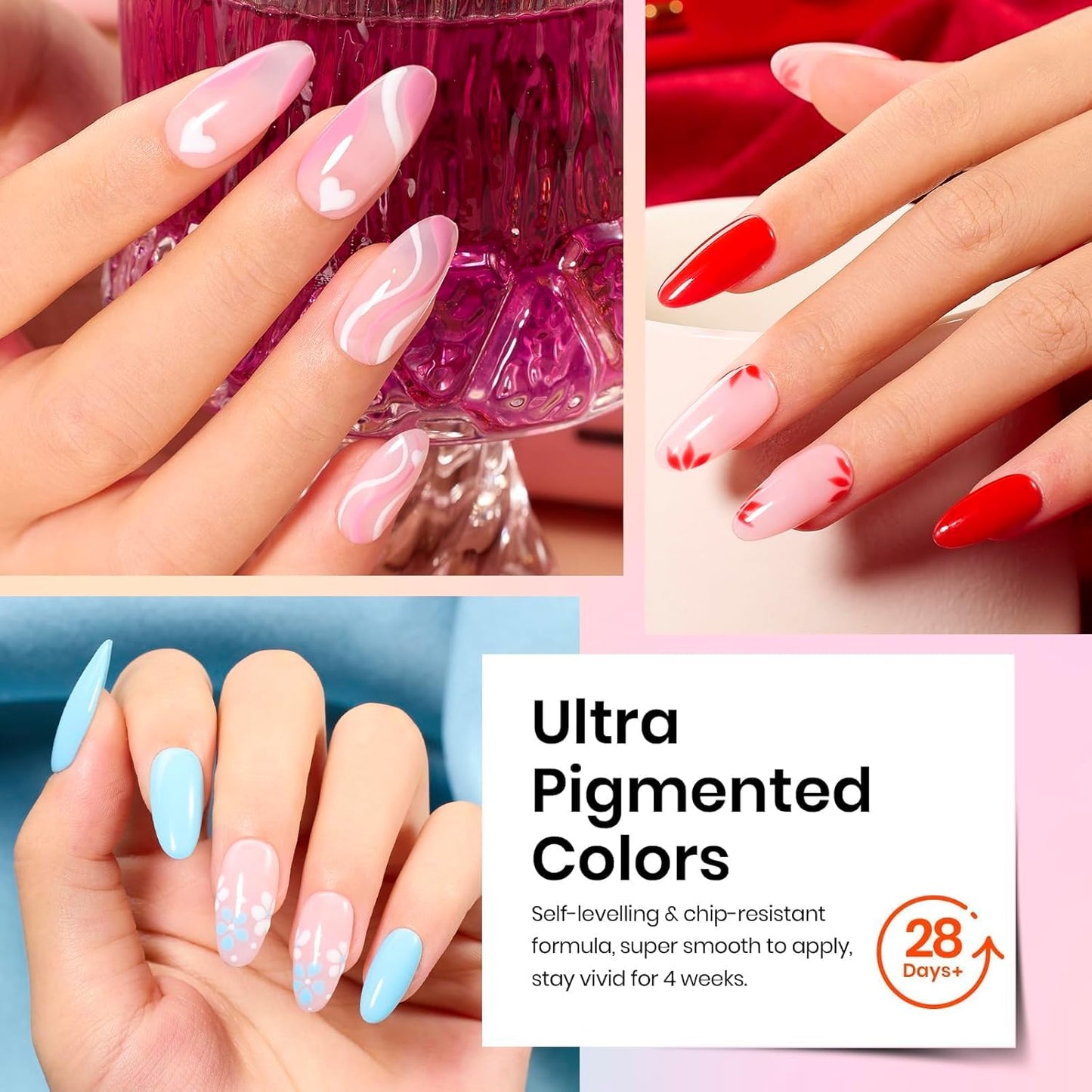 44-Piece Gel Nail Polish Kit | UV Light | 24 Colors | Base & Top Coats | Gifts for Women
