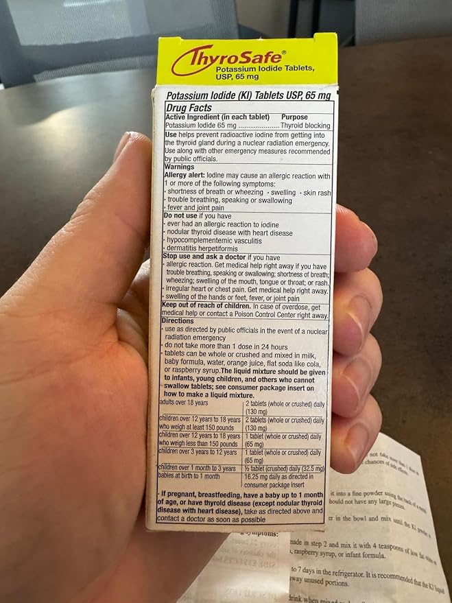 65mg Potassium Iodide Tablets (240 Pack) - Protects Your Thyroid from Nuclear Radiation Exposure