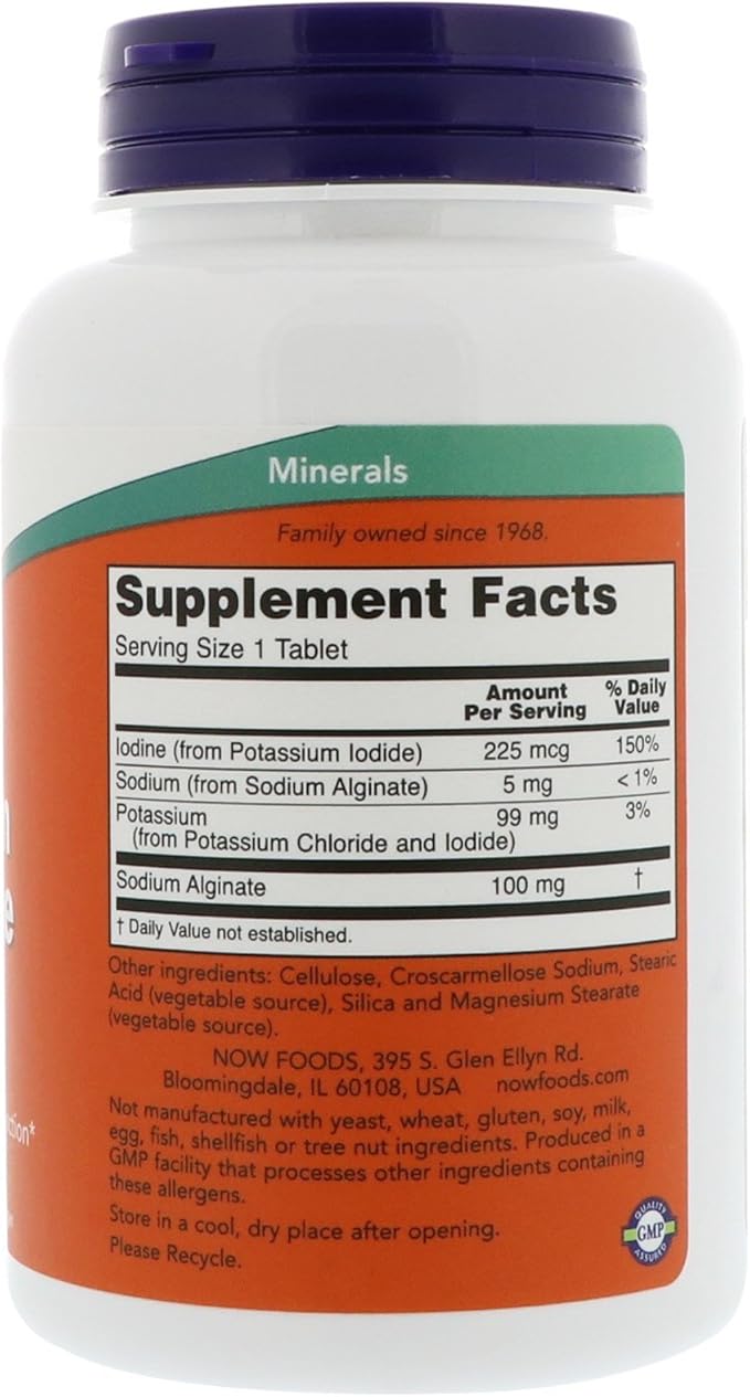 NOW Potassium Plus Iodine, 180 Tablets (Pack of 2)