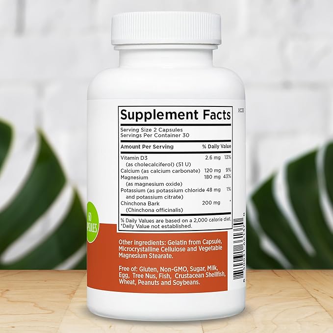 Leg Cramp Supplement – Relaxer for Muscle Cramps, Aches, & Restless Legs - Natural Relief Formula with Magnesium, Potassium, & Calcium - Vegan, Non-GMO, Gluten-Free, No Fillers, 60 Capsules