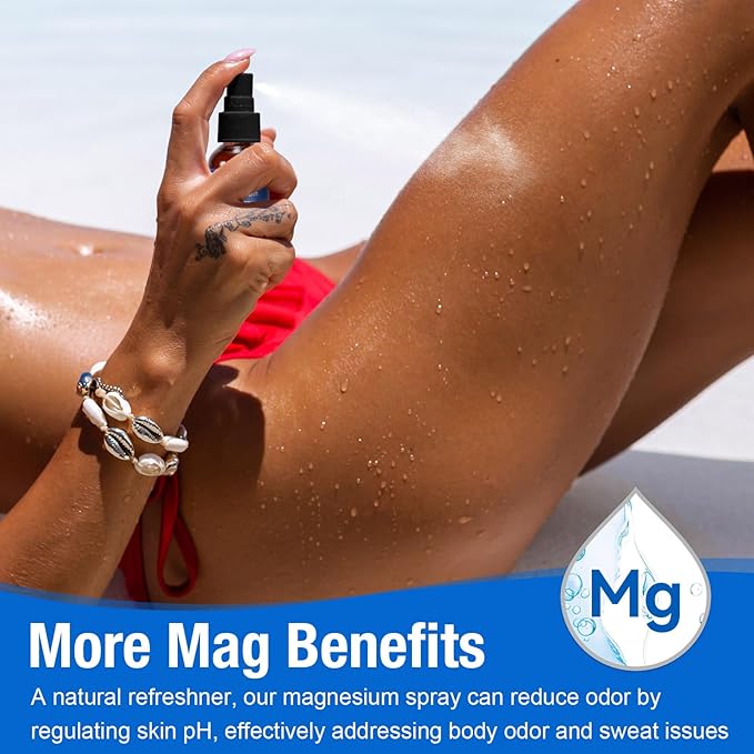 Pure Magnesium Oil Spray Organic Natural Magnesium Spray Glass Bottle, Easy to Absorb and Use, Magnesium Oil Spray for Feet 2Pack
