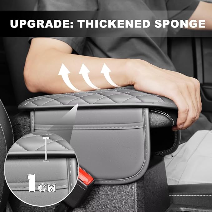 Center Console Cover fit for Toyota Venza Leather Middle Console Cover Pad Cushion Protector Arm Rest Covering Car(Grey)