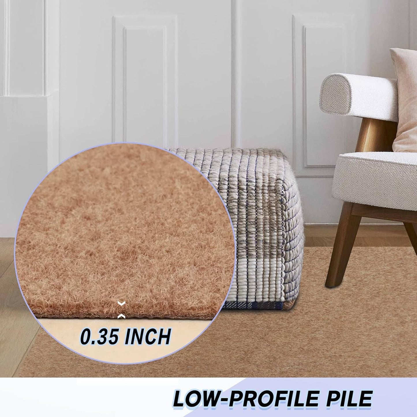 Custom Size Backed Non-Slip Area Rugs Runner, Easy Clean, Waterproof Runner Rugs for Hallway Entryway, Kitchen, Laundry, 4FT x 26FT, Beige