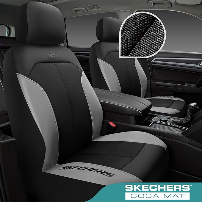 Skechers Car Seat Covers,GOGA Mat Oxford Cloth Seat Covers,Waterproof Car Seat Covers Full Sets,Automotive Universal Fit Seat Cover for Most Cars, Suvs, Trucks,Gray