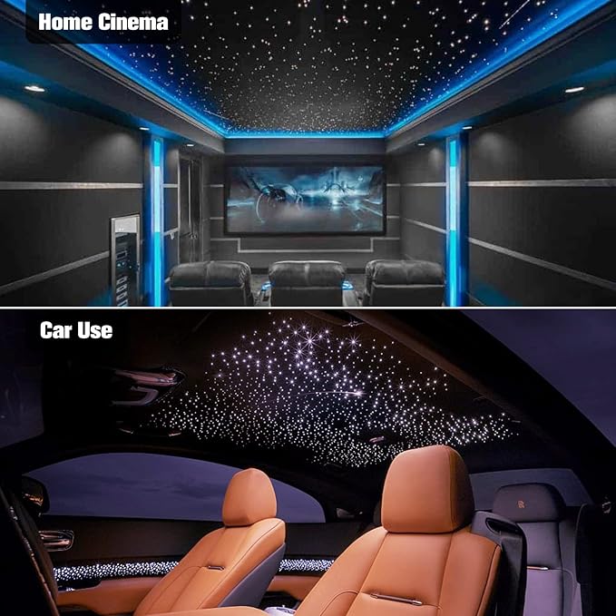 CHINLY Twinkle 460pcs 9.8ft 0.03in Fiber Optic Lights Starlight Headliner kit, Music Mode Bluetooth APP Control Remote, RGBW Star roof Lights for Star Headliner/Home Theater/Pool Ceiling