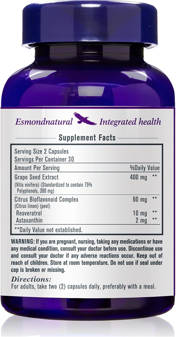 (3 Pack) Esmond Natural: Grapeseed Extract (Helps Maintain Antioxidant Health), GMP, Natural Product Assn Certified, Made in USA - 400mg, 180 Capsules