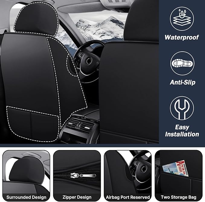 Car Seat Cover for Chevrolet Camaro 2000-2024, Durable Wear Resistant Waterproof Vehicle Cushion Covers, Breathable No Odor Premium Leather Vehicle Seat Covers.(Standard,Black Red)