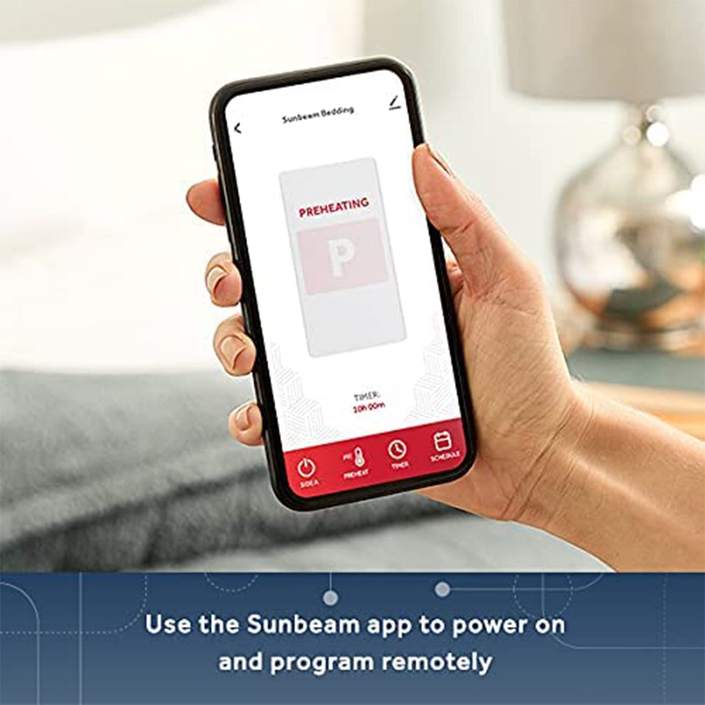 Sunbeam Polyester Wi-Fi Connected Mattress Pad, Electric Blanket, 10 Heat Settings, Queen Size