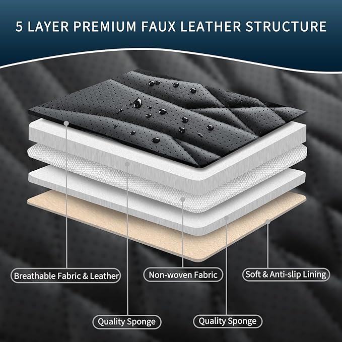 Seat Covers for Cars, Waterproof Seat Covers, Leather Car Seat Covers 2 Pack, Universal Seat Cushion Protector for Most Cars Black&Beige Line