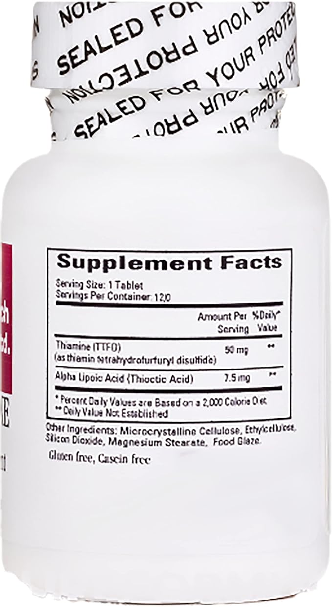 Cardiovascular Research Lipothiamine B Supplement 120 Tablets - Vitamin B1 Now with Alpha Lipoic Acid - 1 X 120 Count
