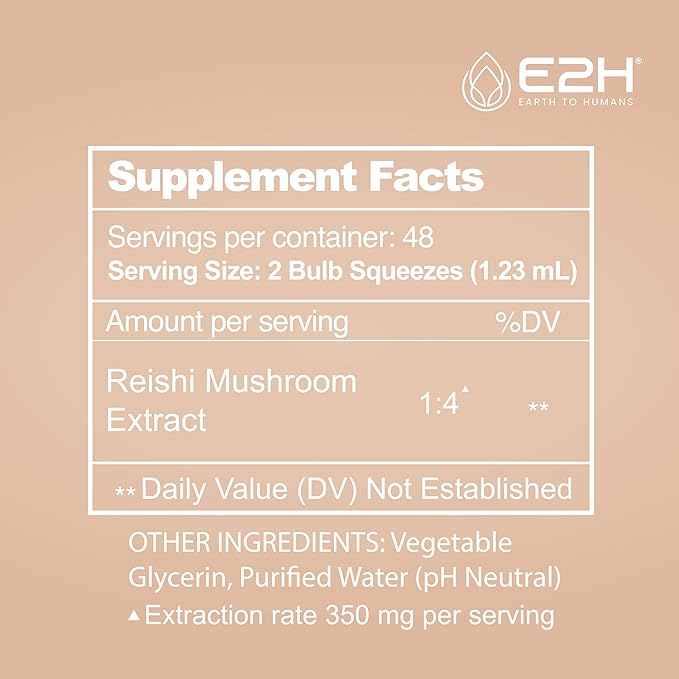 E2H Reishi Mushroom Extract - All-Natural Energy, Vitality and General Wellness Support from Advanced Mushroom Supplement - Reishi Mushrooms Supplement - Non-GMO, Vegan (3 Bottles)