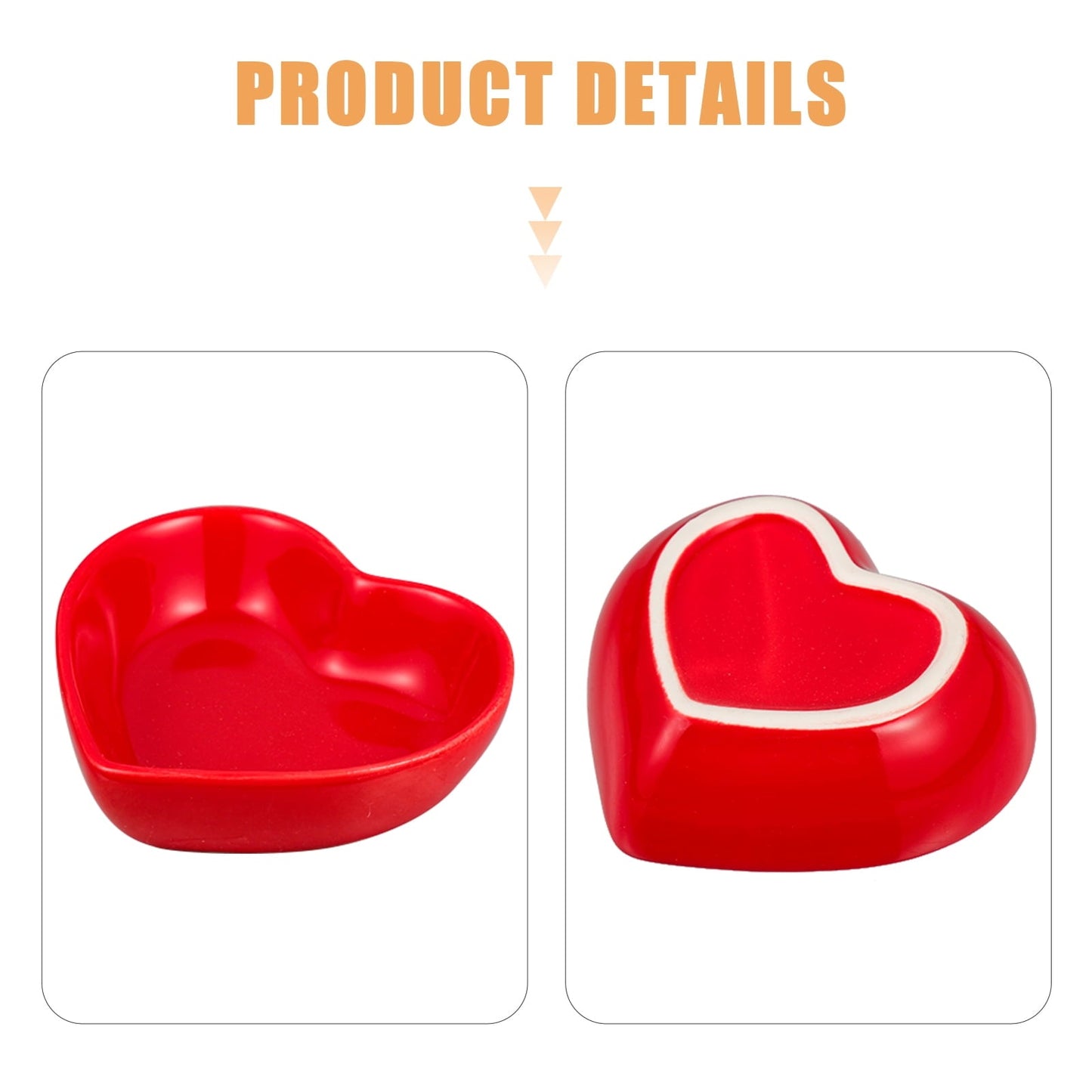 Heart Shaped Sauce Plate Set Ceramic Dish Ceramics Hamster Multipurpose 2 Pcs Red