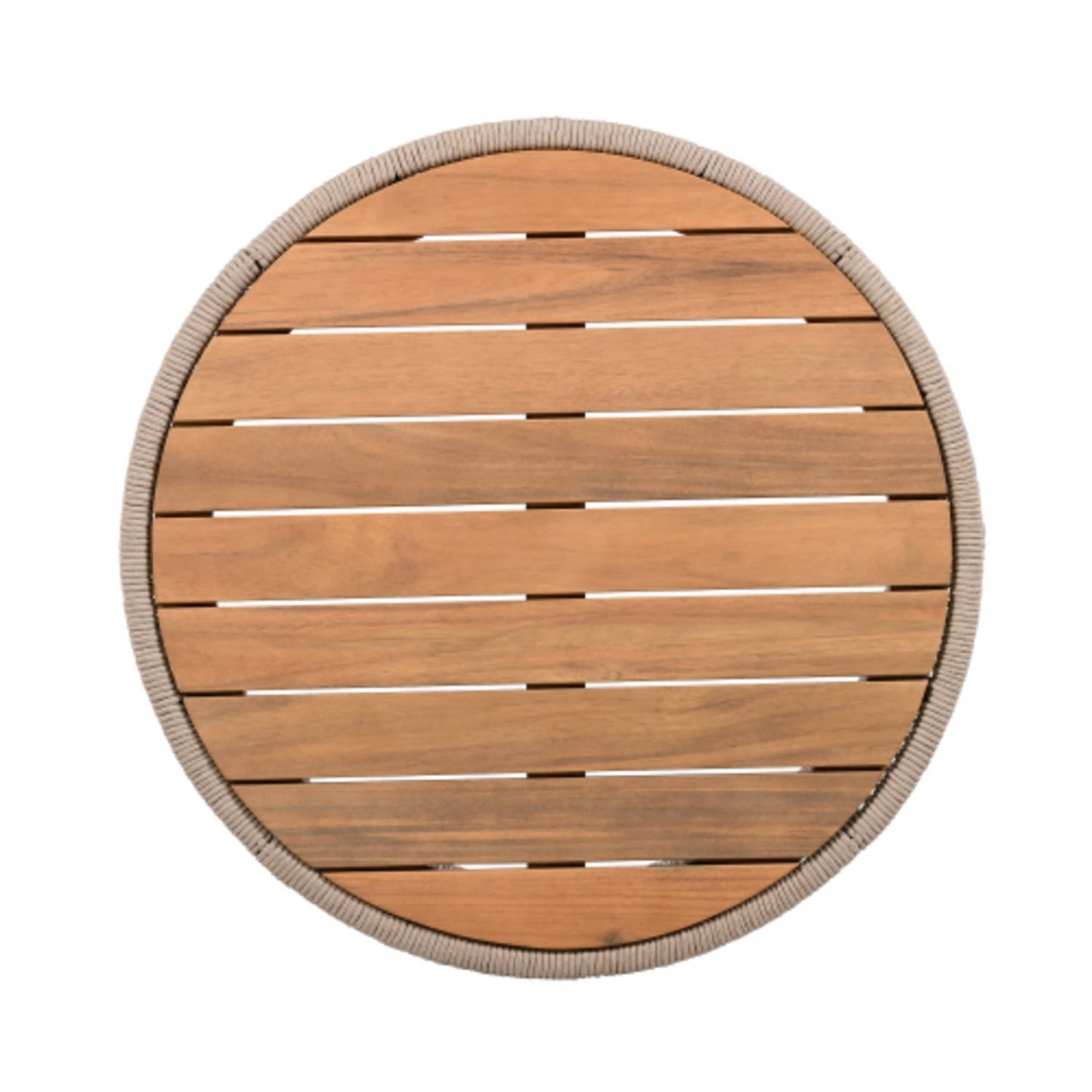 Outdoor Rattan Rope Design and Acacia Wood Tabletop Coffee Table, Beige